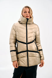 GOLD PUFFER JACKET WITH HOOD