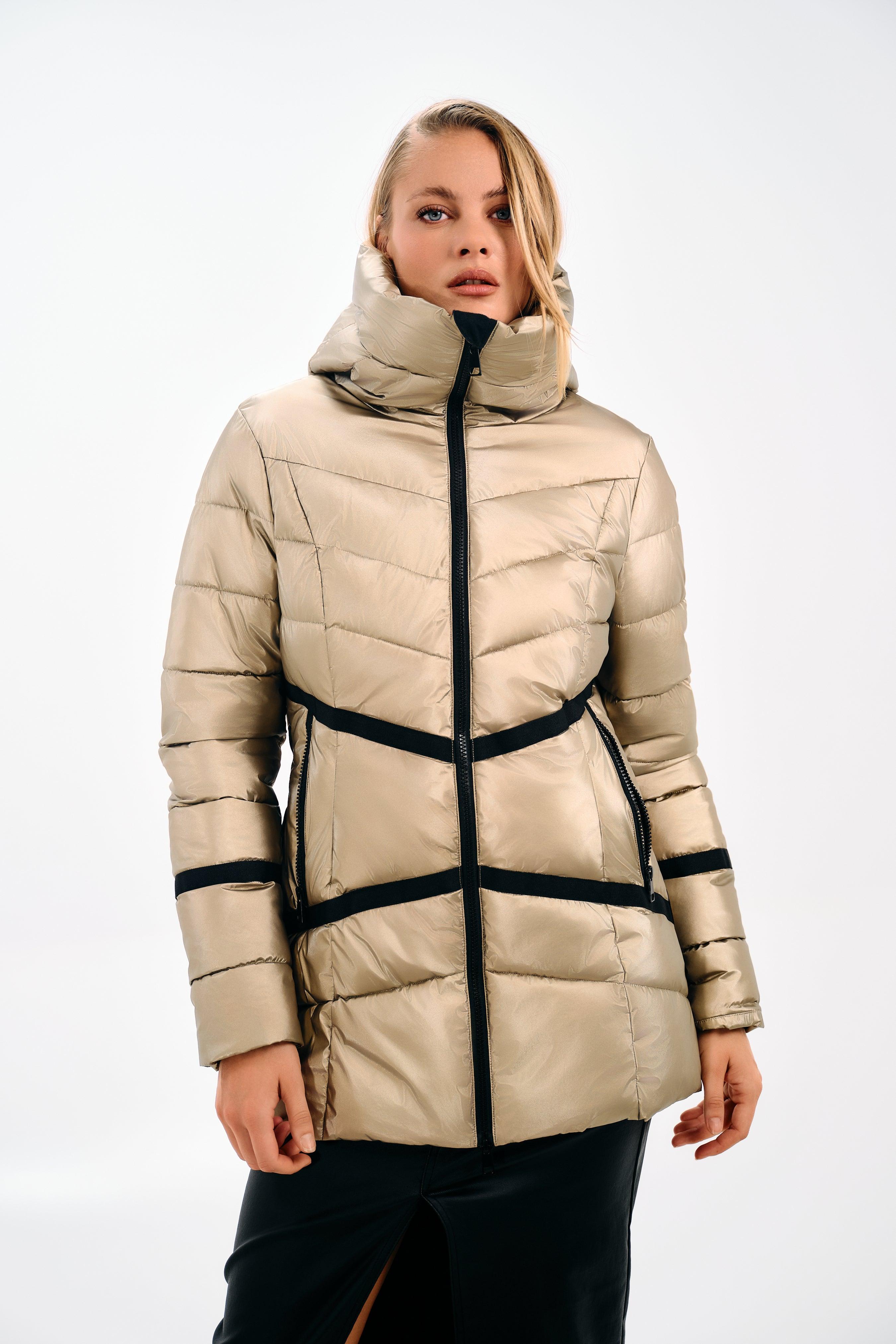 GOLD PUFFER JACKET WITH HOOD