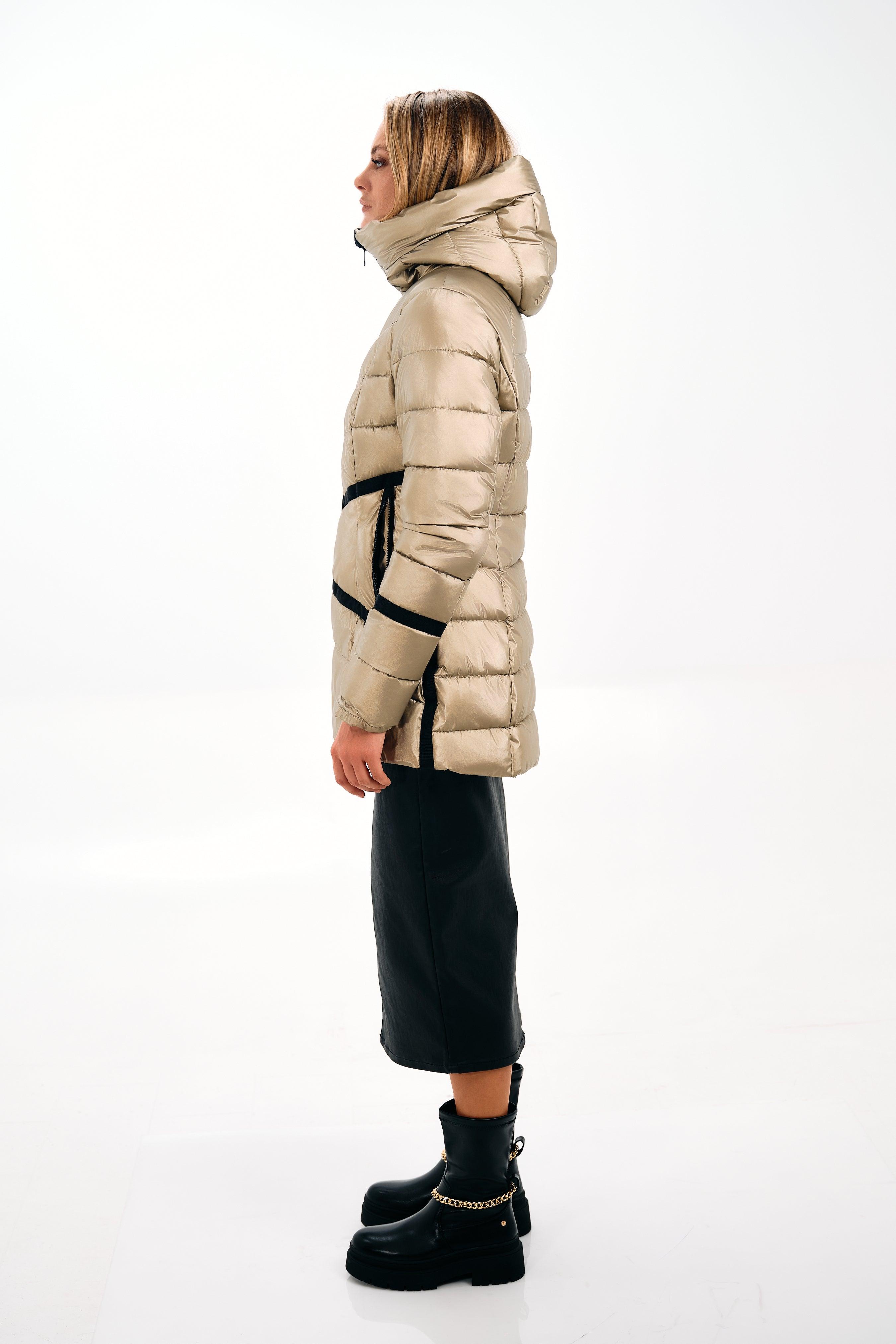 GOLD PUFFER JACKET WITH HOOD