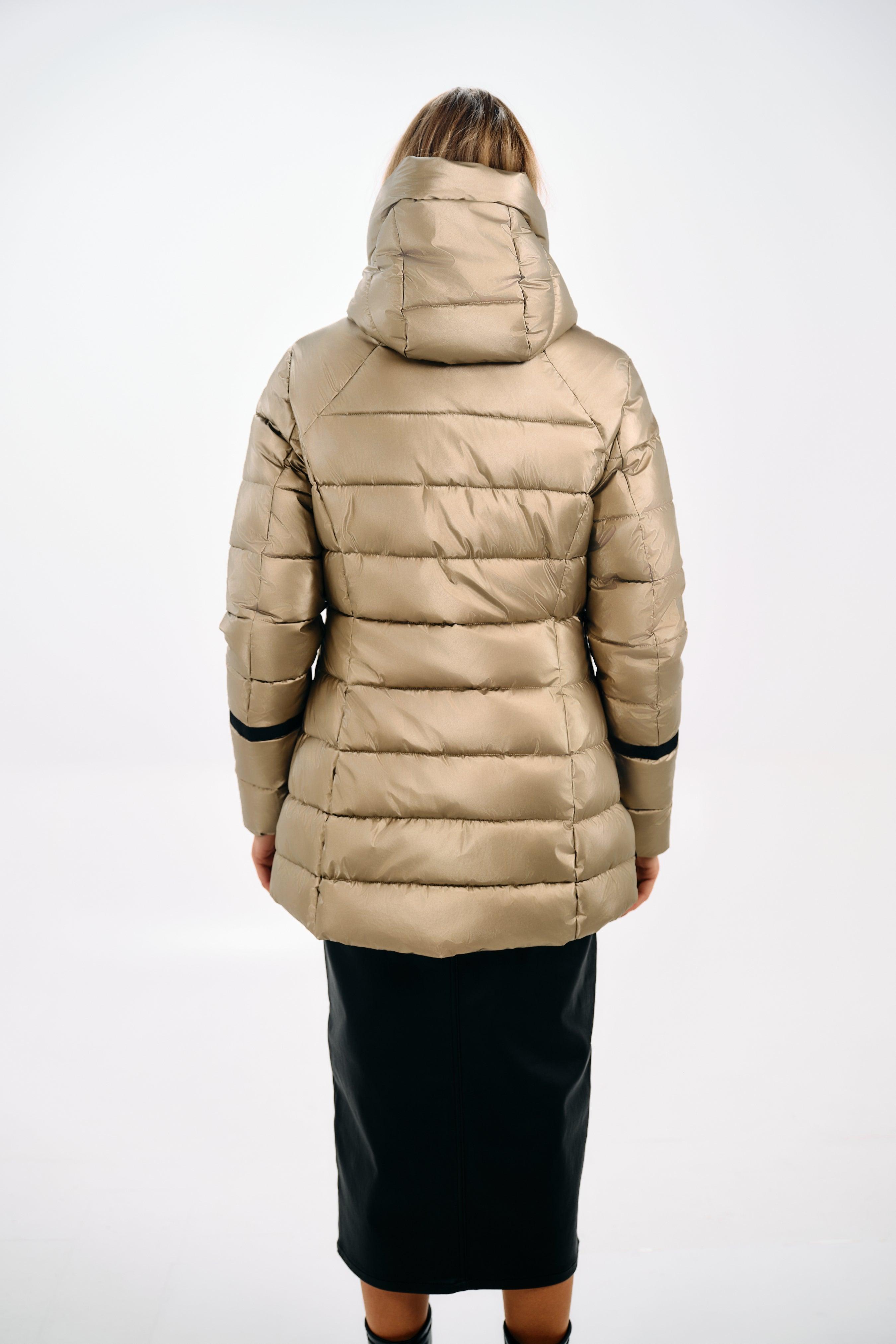 GOLD PUFFER JACKET WITH HOOD