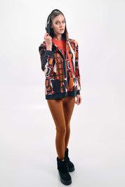 GEOMETRIC PRINT HOODED JACKET