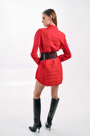 RED PADDED LONG COAT