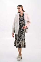 LEOPARD PRINT LONG-SLEEVE WRAP DRESS