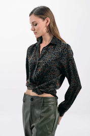 LEOPARD-PRINT LONG-SLEEVE BLOUSE