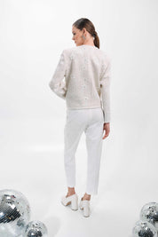 IVORY FLORAL EMBELLISHED TWEED JACKET