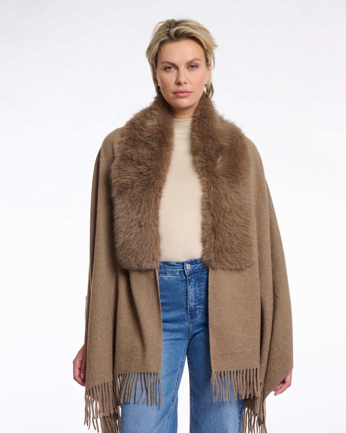 FRINGED CAPE JACKET