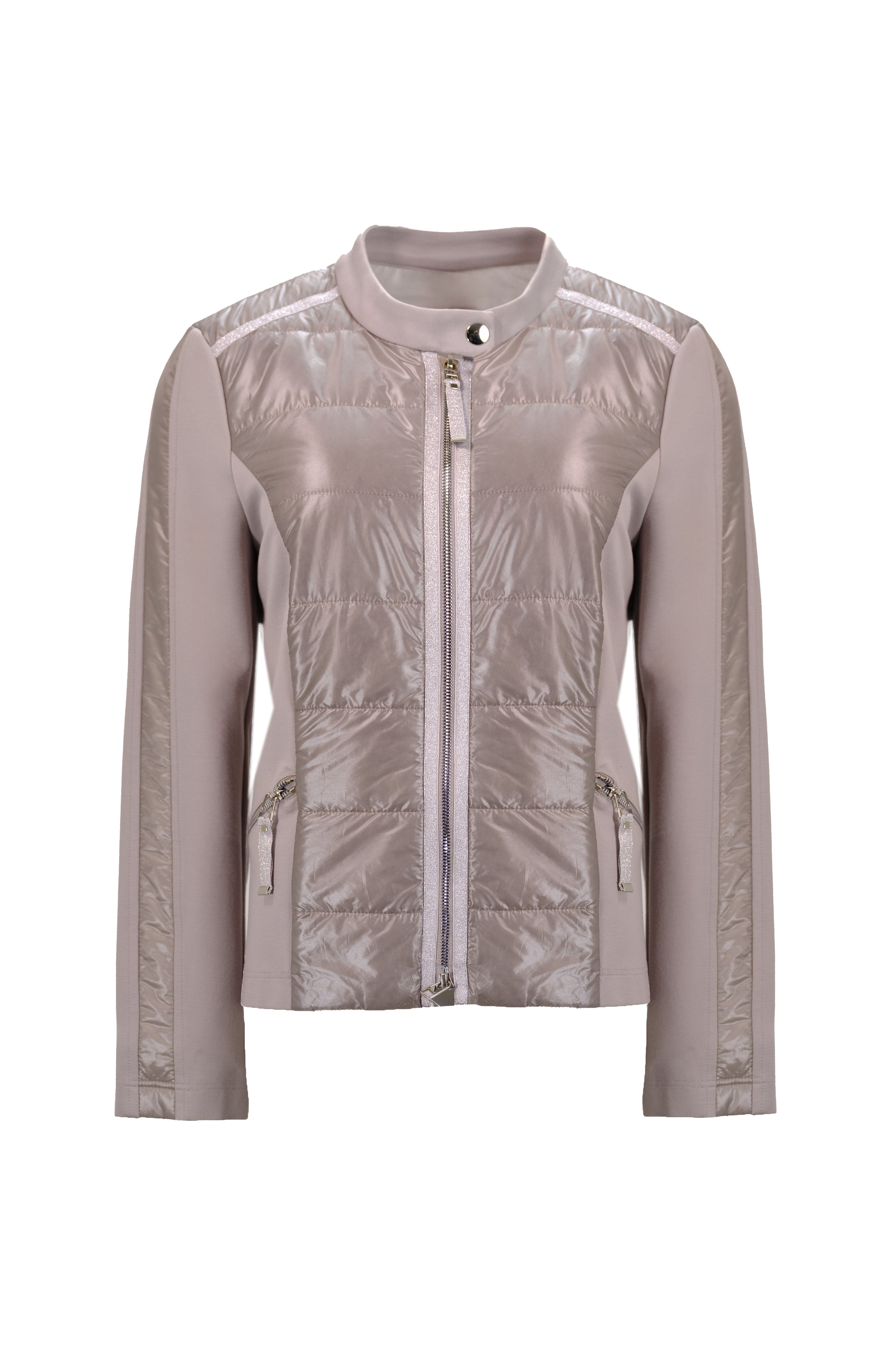 SATIN-PANEL PADDED ZIP JACKET