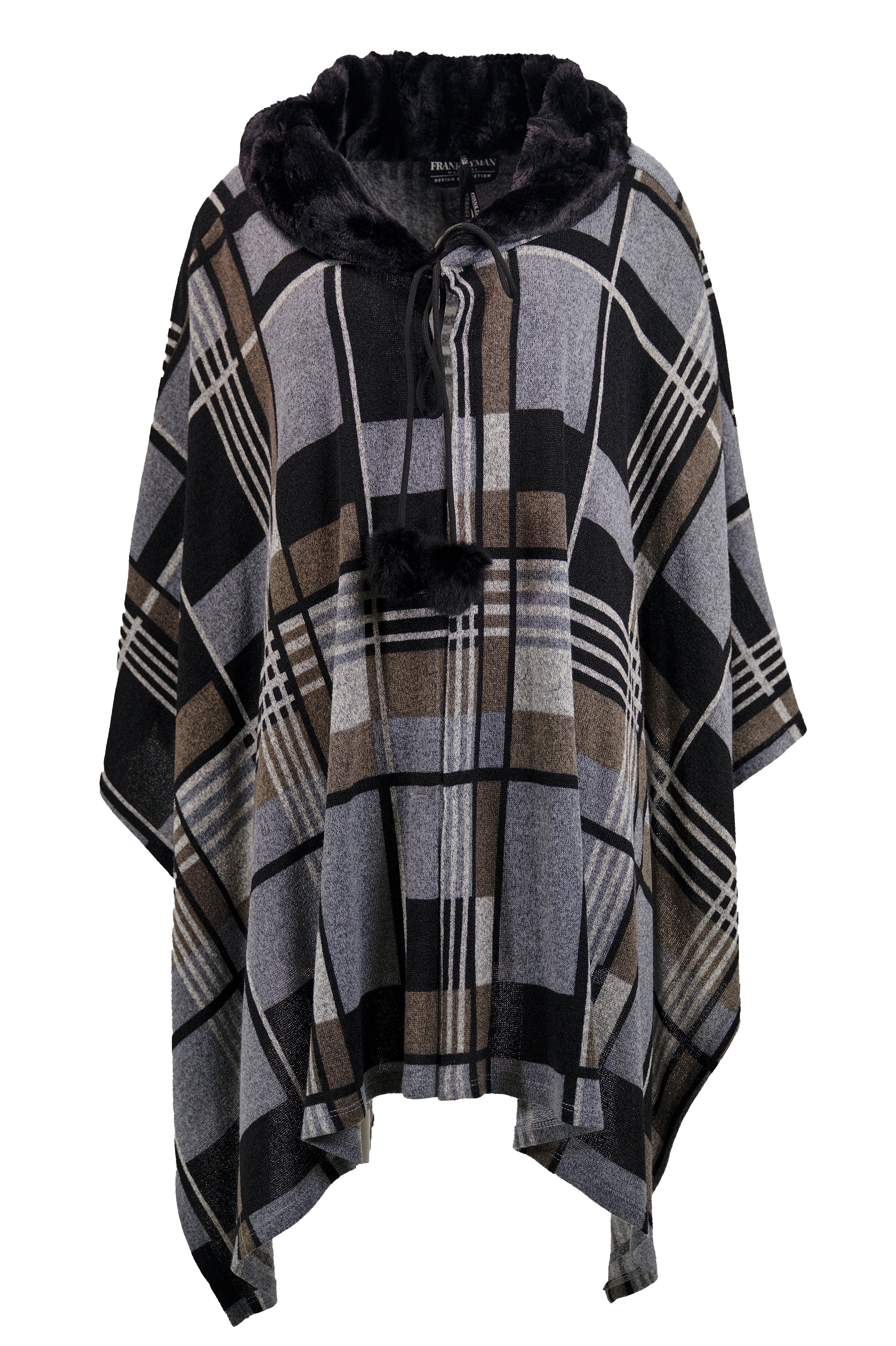 Plaid Hooded Poncho