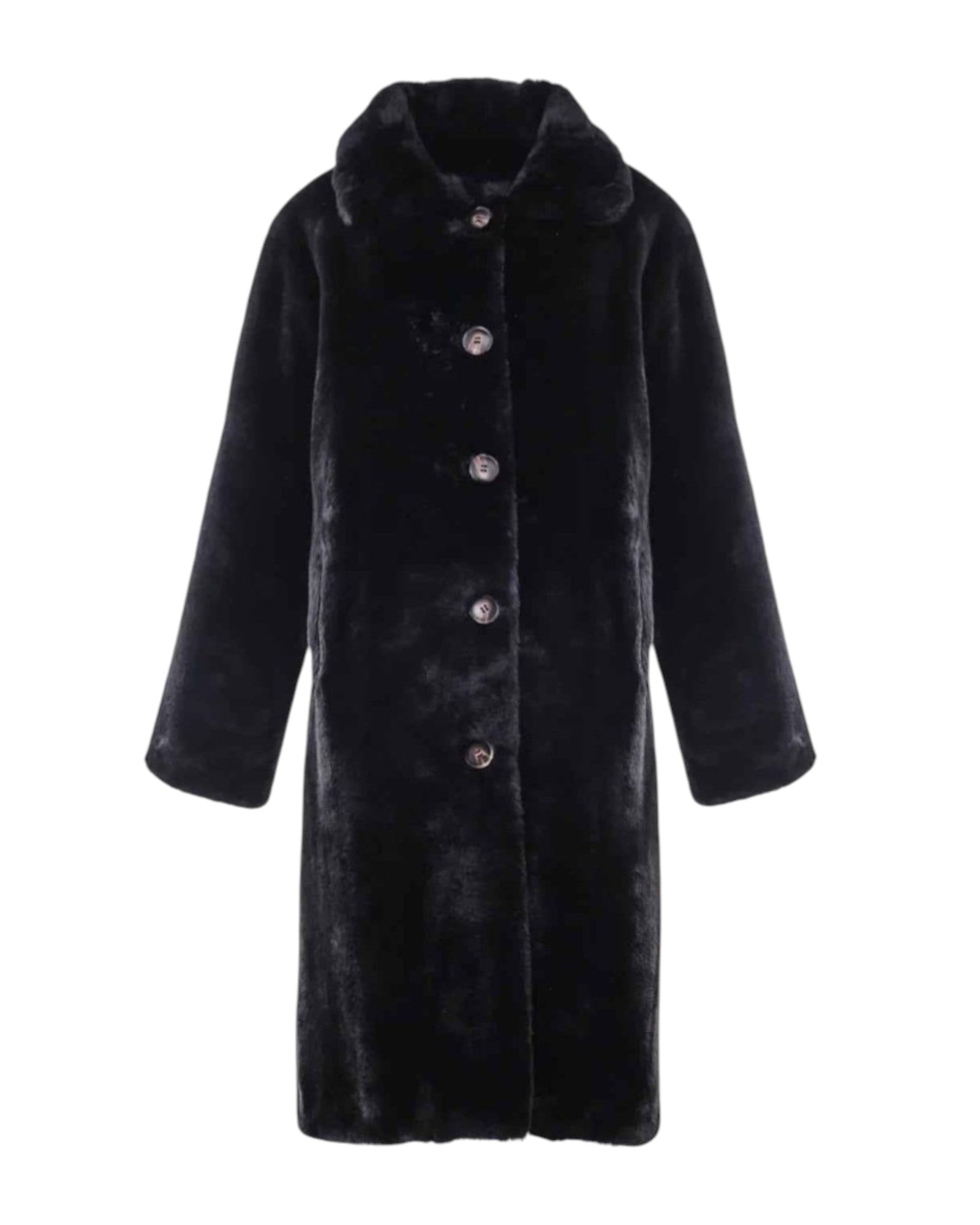 CLASSIC BLACK FAUX FUR COAT