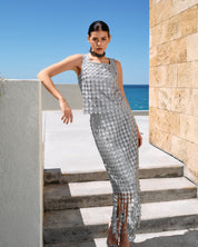 SLEEVELESS TEXTURED TOP & SKIRT SET