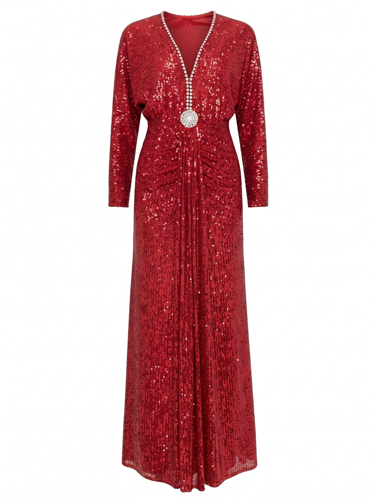 Sequin Draped Long Gown