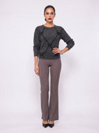 SEQUIN BOW BRUSHED KNIT SWEATER