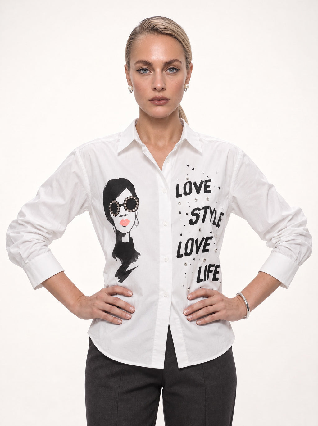 CRYSTAL PRINT POPLIN SHIRT