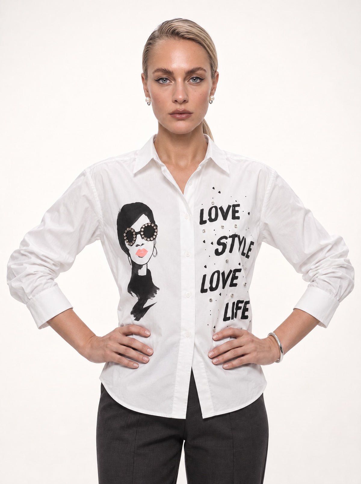 CRYSTAL PRINT POPLIN SHIRT