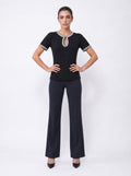 BEADED KEYHOLE NECKLINE JERSEY TOP