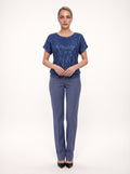 SEQUIN BANDED-HEM SHORT SLEEVE TOP