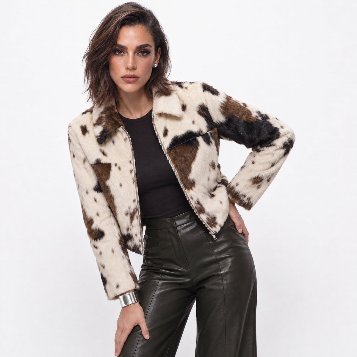 Animal Print Faux Fur Jacket