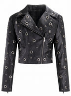 STUDDED LEATHER BIKER JACKET