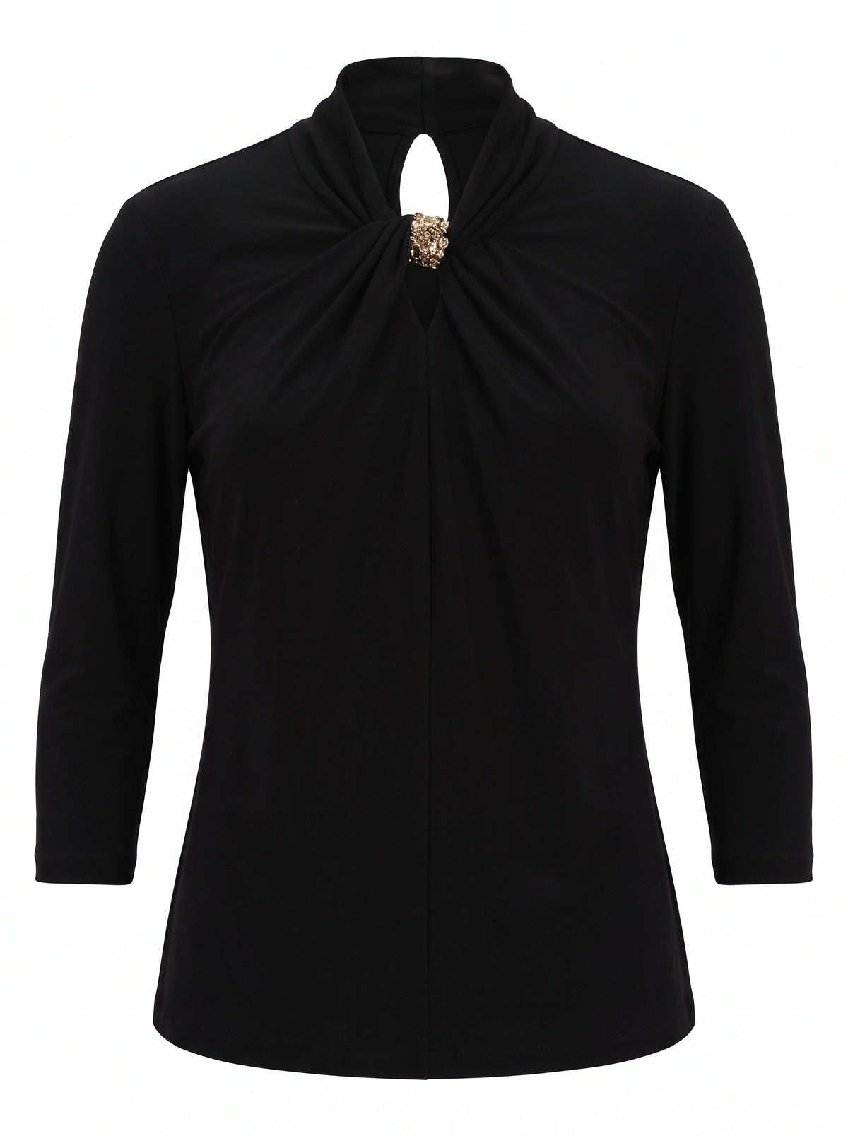 TWIST-NECK DRAPED JERSEY BLOUSE