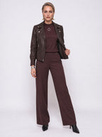 LEATHER ASYMMETRIC ZIP BIKER JACKET