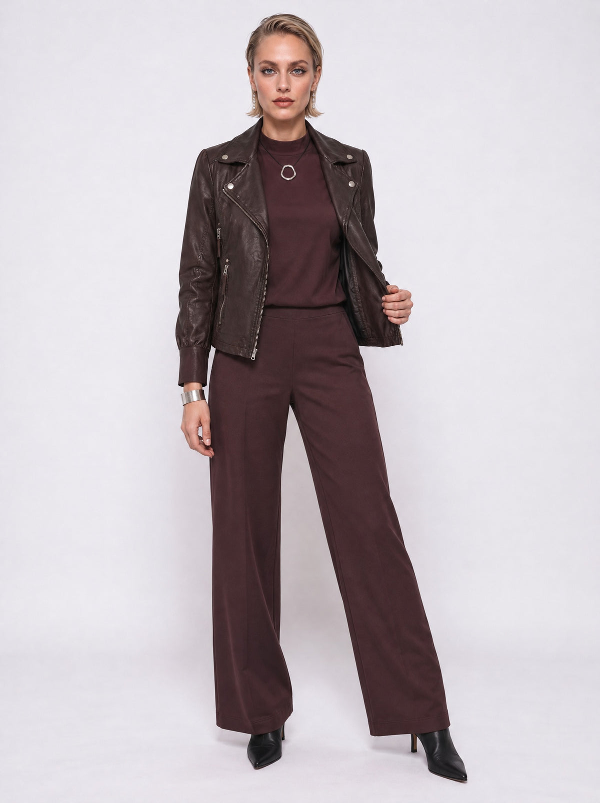 LEATHER ASYMMETRIC ZIP BIKER JACKET