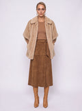 FAUX FUR CAPE COAT WITH POINTED COLLAR