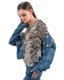 ALL-OVER SEQUIN STATEMENT TOP