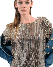 ALL - OVER SEQUIN STATEMENT TOP - Nakhle.Ets - Tops & T-shirts