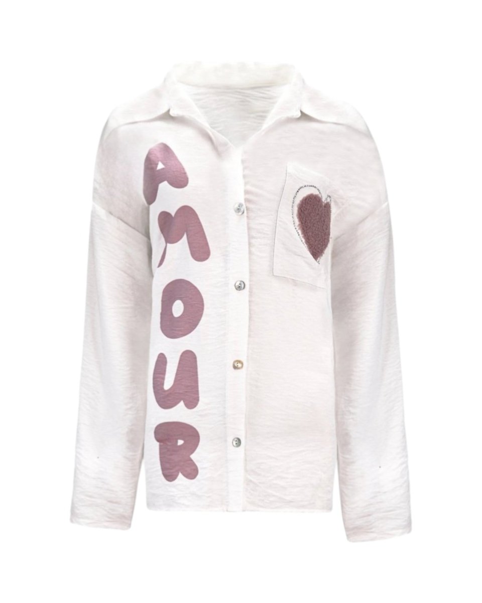 AMOUR EMBROIDERED LOVE SHIRT - Nakhle.Ets - Blouse