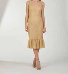 METALLIC LACE FLOUNCE DRESS