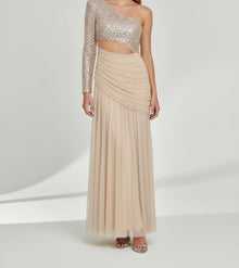 ONE-SHOULDER CUTOUT GOWN
