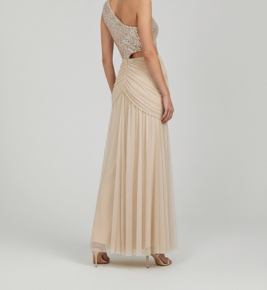 ONE-SHOULDER CUTOUT GOWN