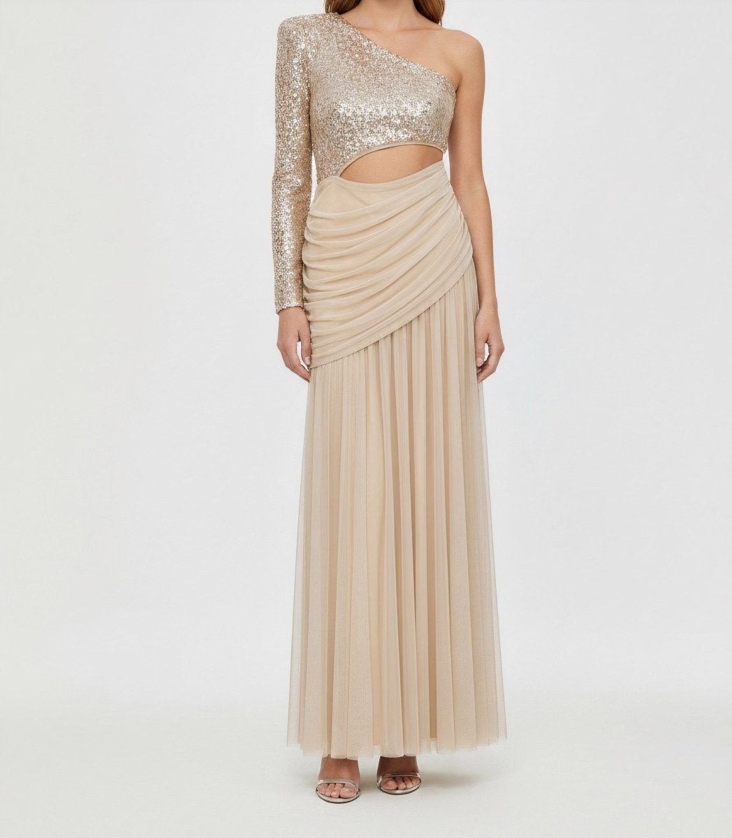ONE-SHOULDER CUTOUT GOWN