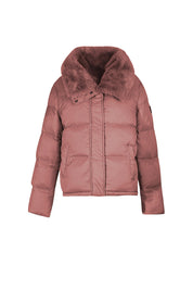 Quilted Puffer Jacket with Fur Collar