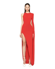 ASYMMETRIC CAPE GOWN