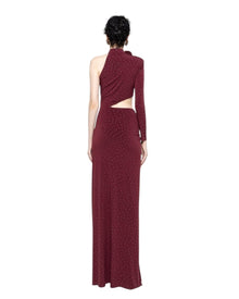 ASYMMETRIC CUTOUT RUCHED GOWN