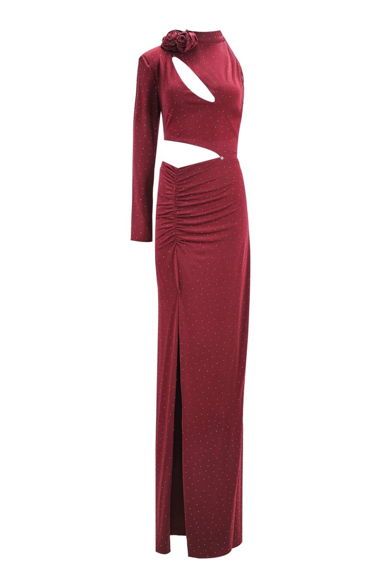 ASYMMETRIC CUTOUT RUCHED GOWN - Nakhle.Ets - Dresses