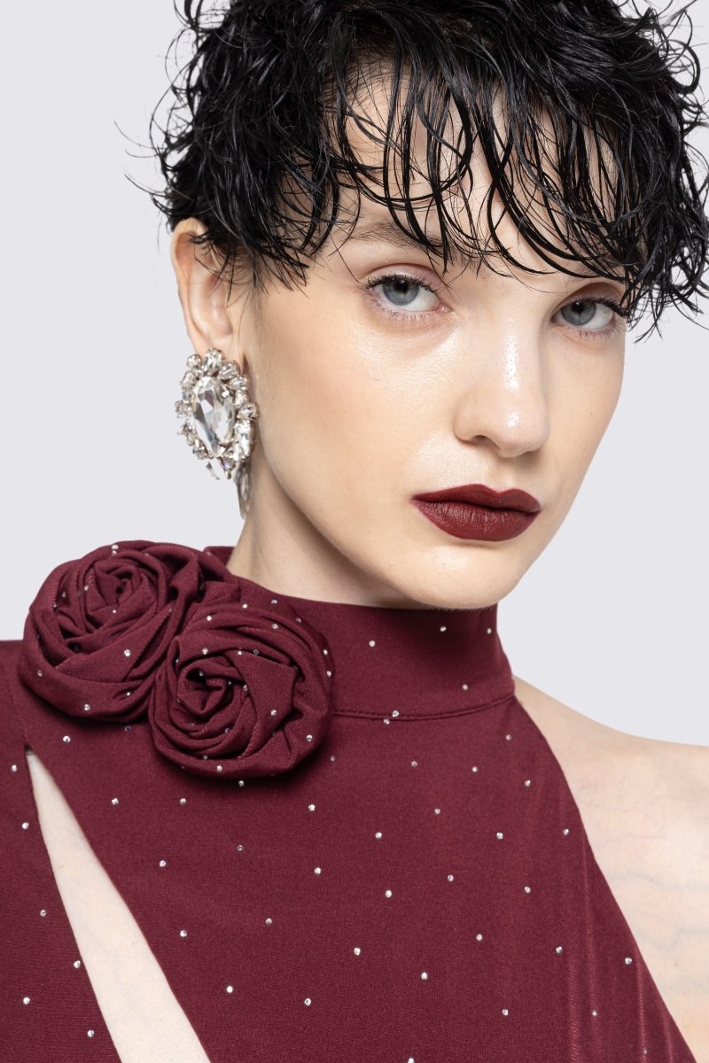 ASYMMETRIC CUTOUT RUCHED GOWN - Nakhle.Ets - Dresses