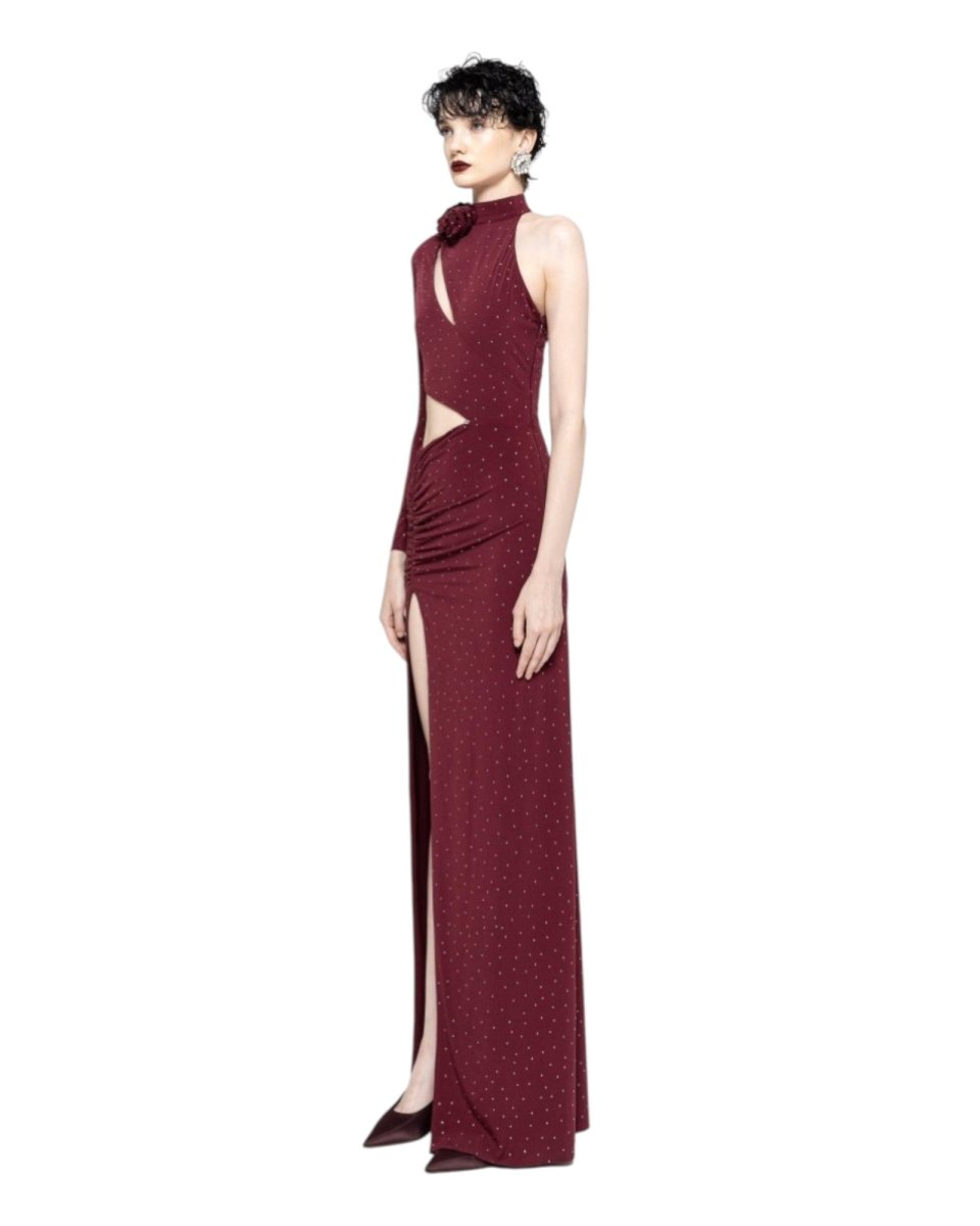 ASYMMETRIC CUTOUT RUCHED GOWN - Nakhle.Ets - Dresses