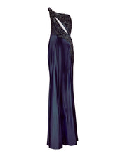 ASYMMETRIC EMBROIDERED EVENING GOWN