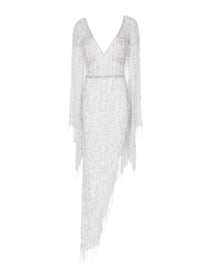 ASYMMETRICAL FRINGE SEQUIN GOWN