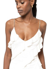ASYMMETRICAL RUFFLE CHAIN - STRAP DRESS - Nakhle.Ets - Dresses