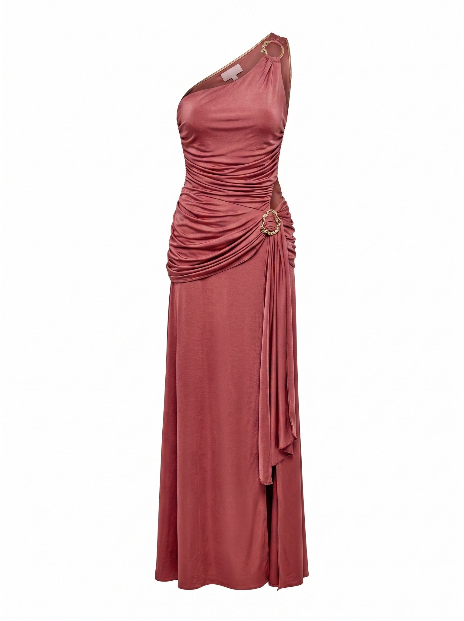 ONE-SHOULDER DRAPED SATIN GOWN