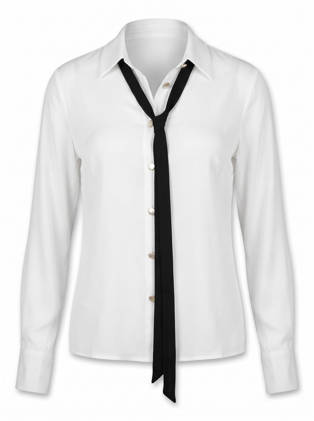 TIE-NECK FITTED WHITE SHIRT