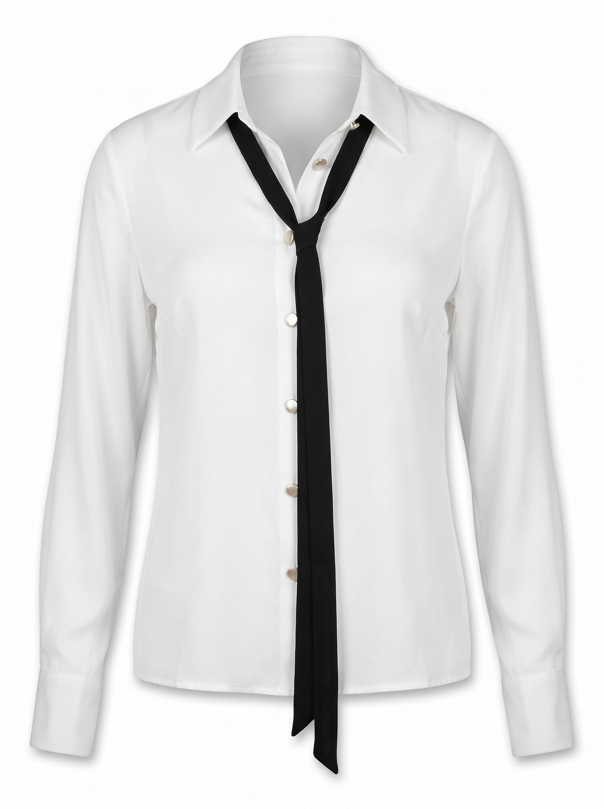 TIE-NECK FITTED WHITE SHIRT