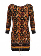 EQUESTRIAN PRINT CHAIN-DETAIL MINI DRESS