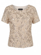 ROSE SEQUIN SCOOP-NECK TOP