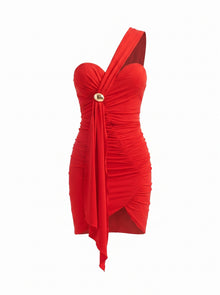 DRAPED ONE-SHOULDER MINI DRESS