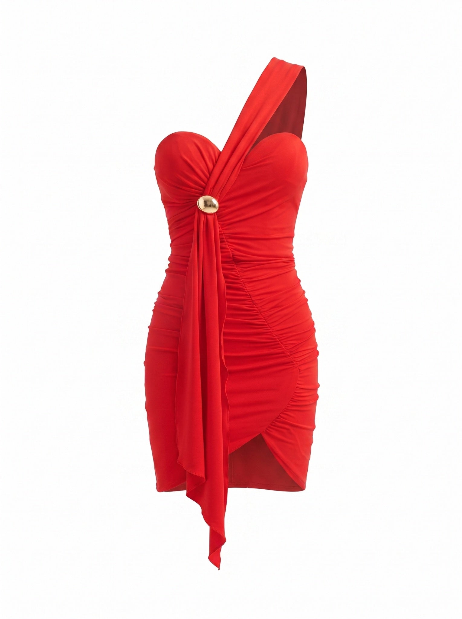 DRAPED ONE-SHOULDER MINI DRESS