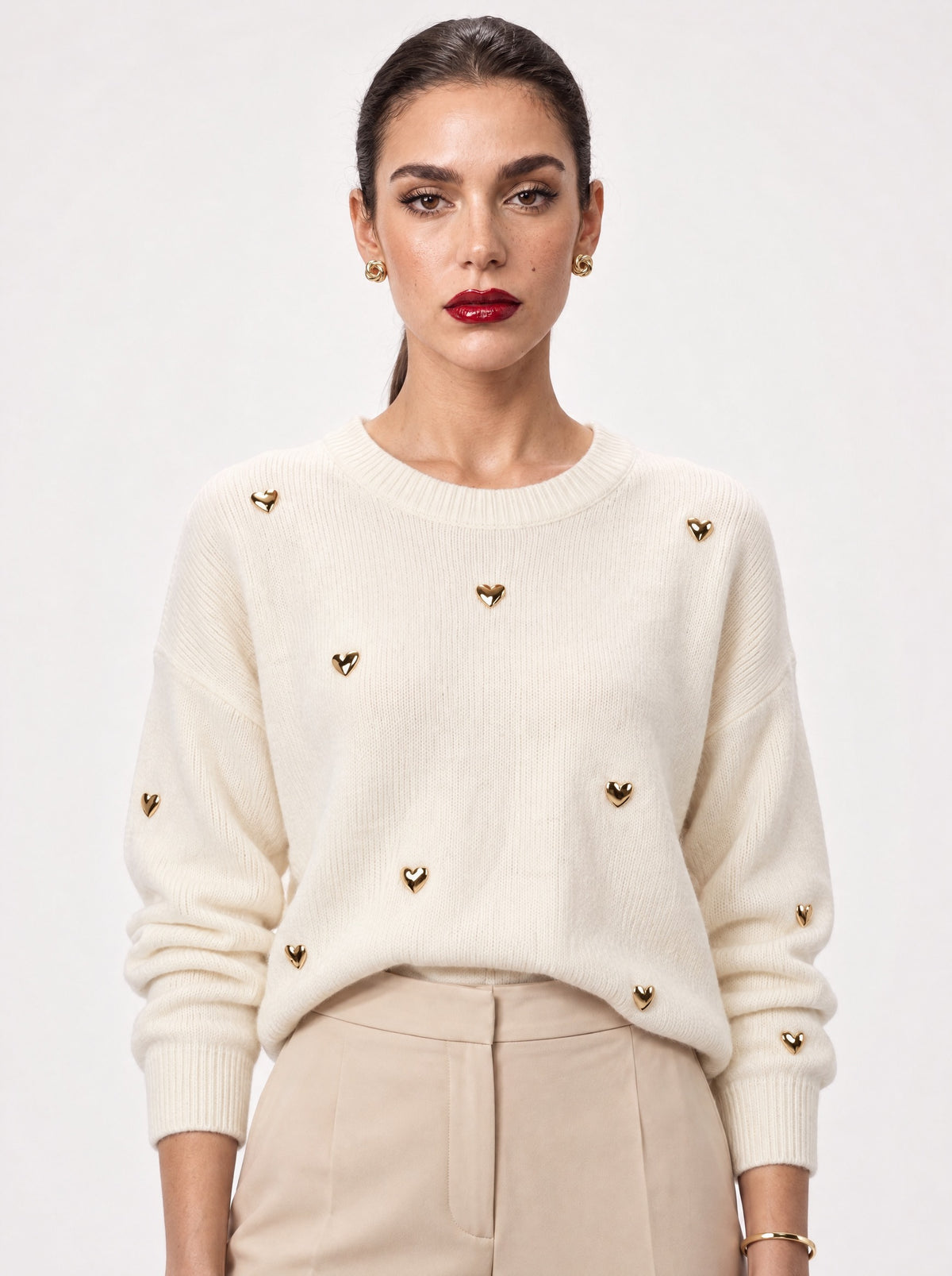 HIGH-WAISTED WIDE-LEG CREASED TROUSERS